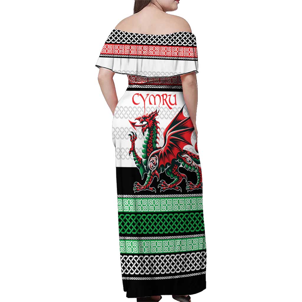 Cymru Celtic Wales Knot Family Matching Off Shoulder Maxi Dress and Hawaiian Shirt Celtic Nation Heritage Pride - Wonder Print Shop