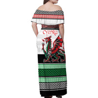 Cymru Celtic Wales Knot Family Matching Off Shoulder Maxi Dress and Hawaiian Shirt Celtic Nation Heritage Pride - Wonder Print Shop