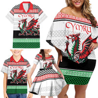 Cymru Celtic Wales Knot Family Matching Off Shoulder Short Dress and Hawaiian Shirt Celtic Nation Heritage Pride - Wonder Print Shop