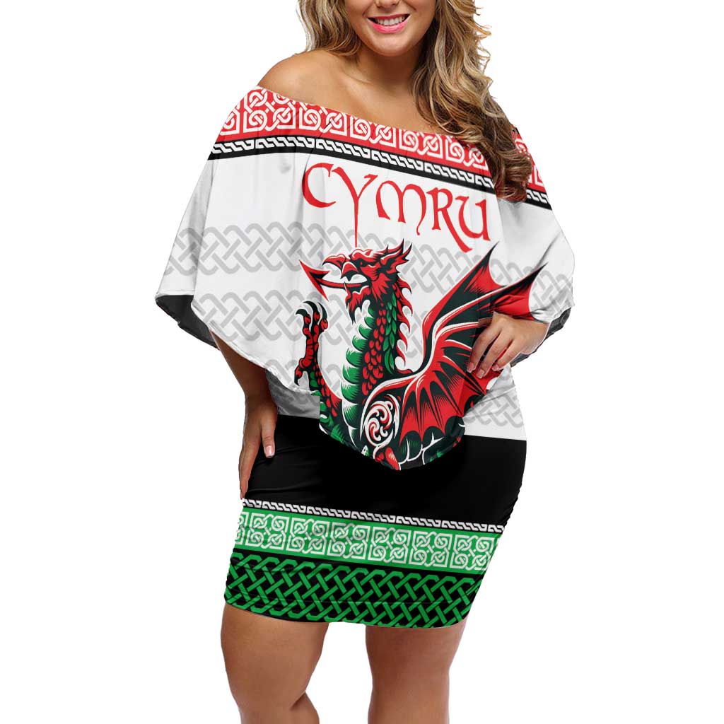 Cymru Celtic Wales Knot Family Matching Off Shoulder Short Dress and Hawaiian Shirt Celtic Nation Heritage Pride - Wonder Print Shop