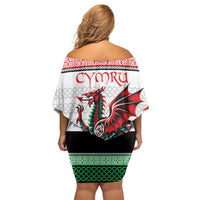 Cymru Celtic Wales Knot Family Matching Off Shoulder Short Dress and Hawaiian Shirt Celtic Nation Heritage Pride - Wonder Print Shop