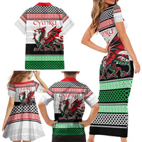 Cymru Celtic Wales Knot Family Matching Short Sleeve Bodycon Dress and Hawaiian Shirt Celtic Nation Heritage Pride - Wonder Print Shop