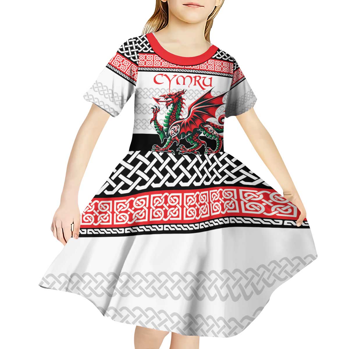 Cymru Celtic Wales Knot Kid Short Sleeve Dress Celtic Nation Heritage Pride - Wonder Print Shop