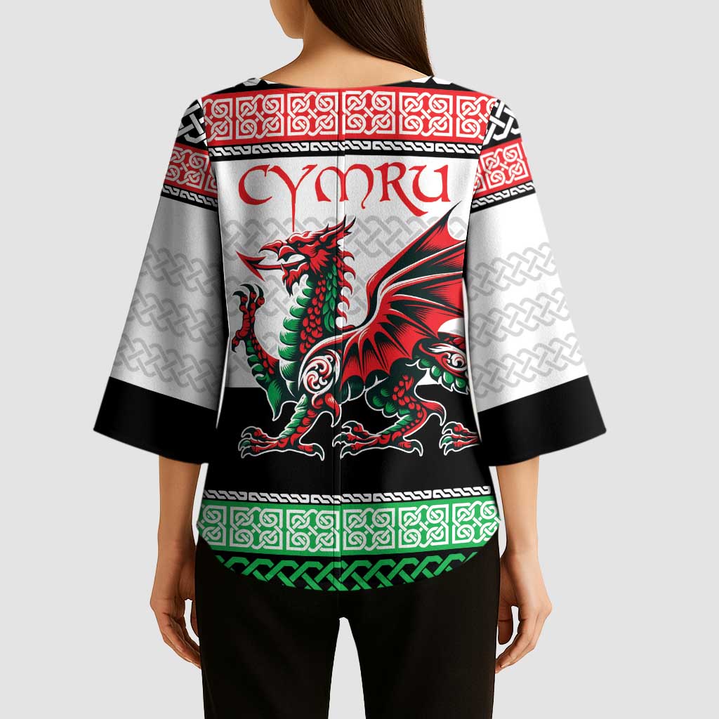 Cymru Celtic Wales Knot Kimono Sleeve Blouse Celtic Nation Heritage Pride - Wonder Print Shop