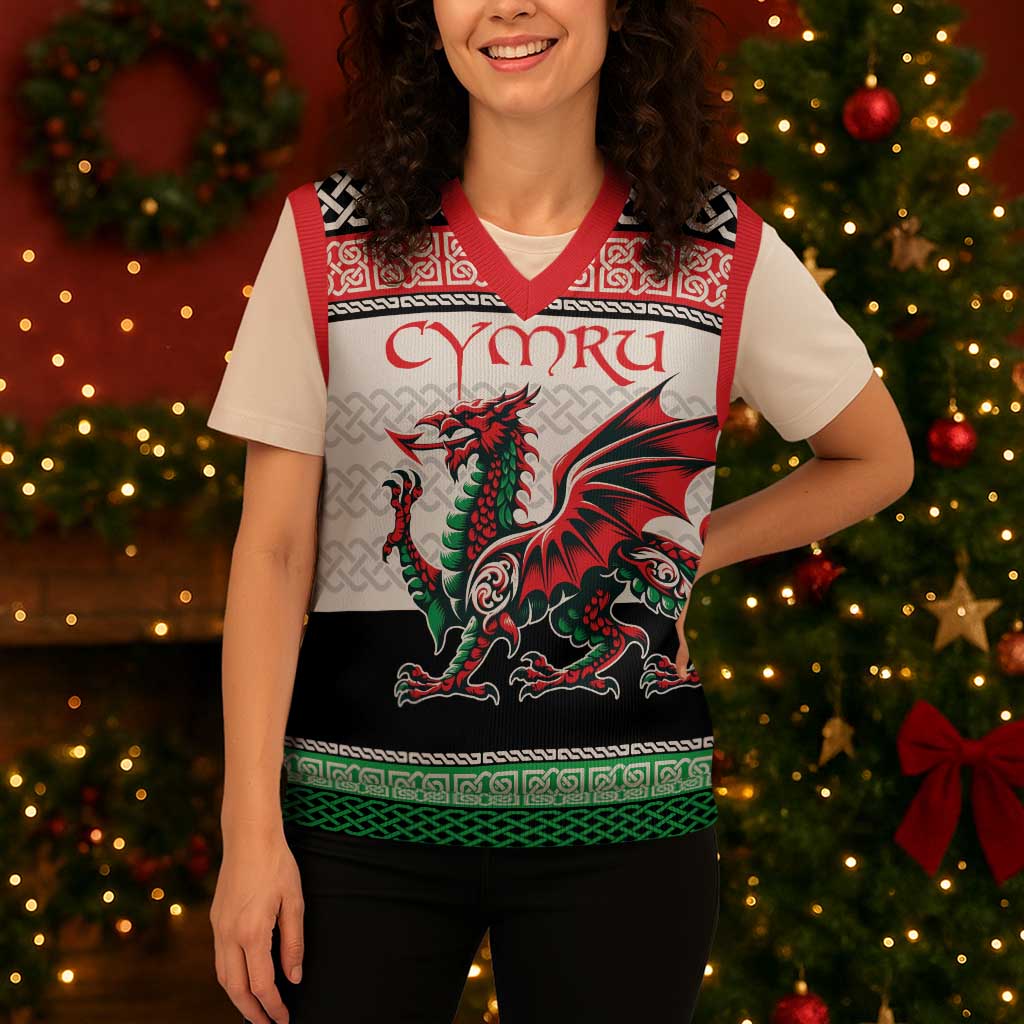 Cymru Celtic Wales Knot Christmas Knitted V-Neck Vest Celtic Nation Heritage Pride - Wonder Print Shop