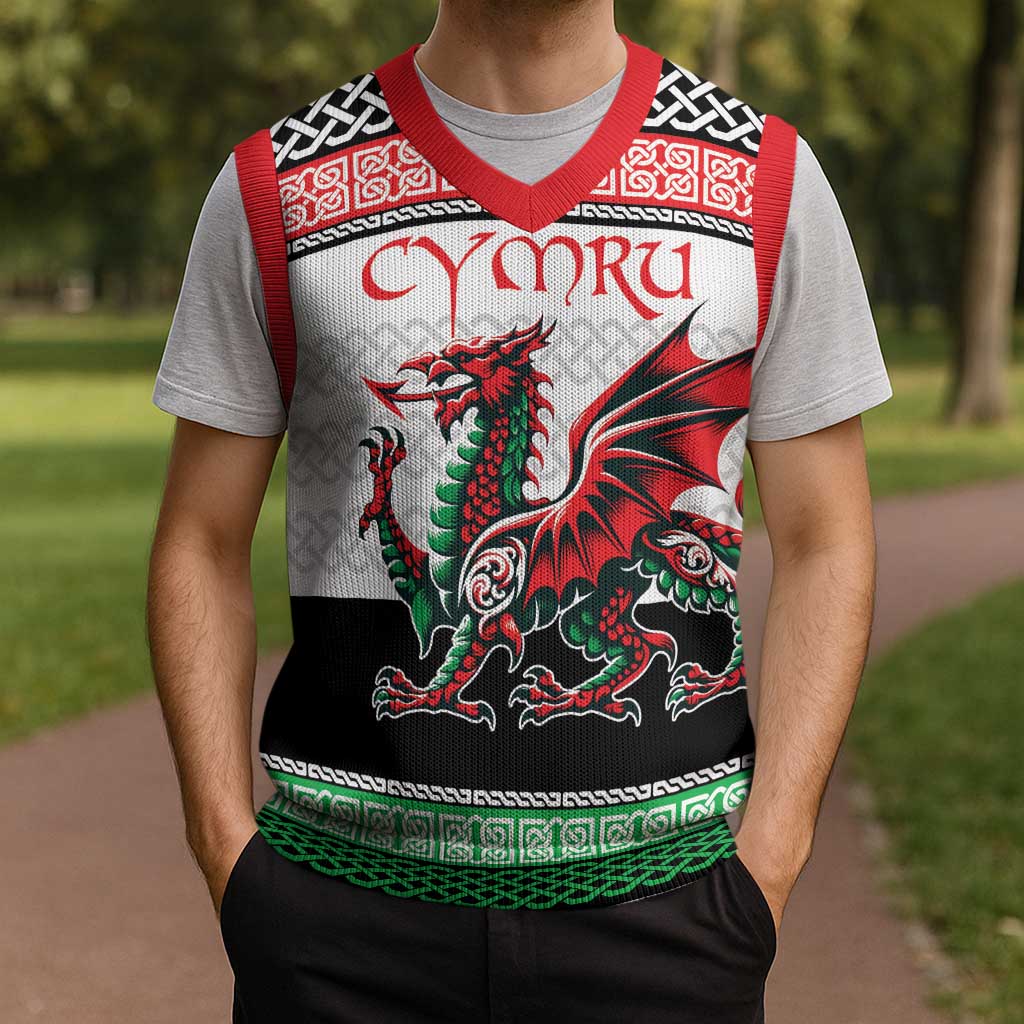 Cymru Celtic Wales Knot Christmas Knitted V-Neck Vest Celtic Nation Heritage Pride - Wonder Print Shop