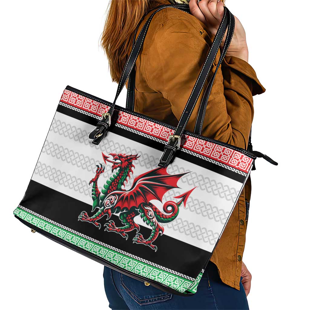 Cymru Celtic Wales Knot Leather Tote Bag Celtic Nation Heritage Pride - Wonder Print Shop