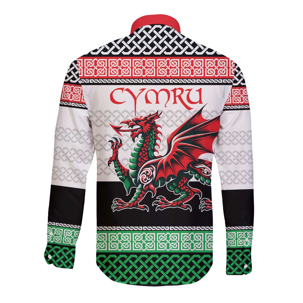 Cymru Celtic Wales Knot Long Sleeve Button Shirt Celtic Nation Heritage Pride - Wonder Print Shop