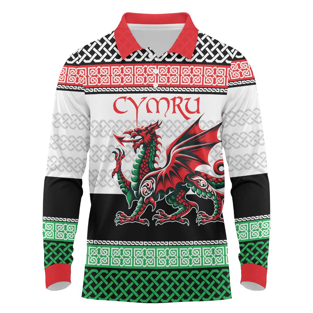 Cymru Celtic Wales Knot Long Sleeve Polo Shirt Celtic Nation Heritage Pride - Wonder Print Shop
