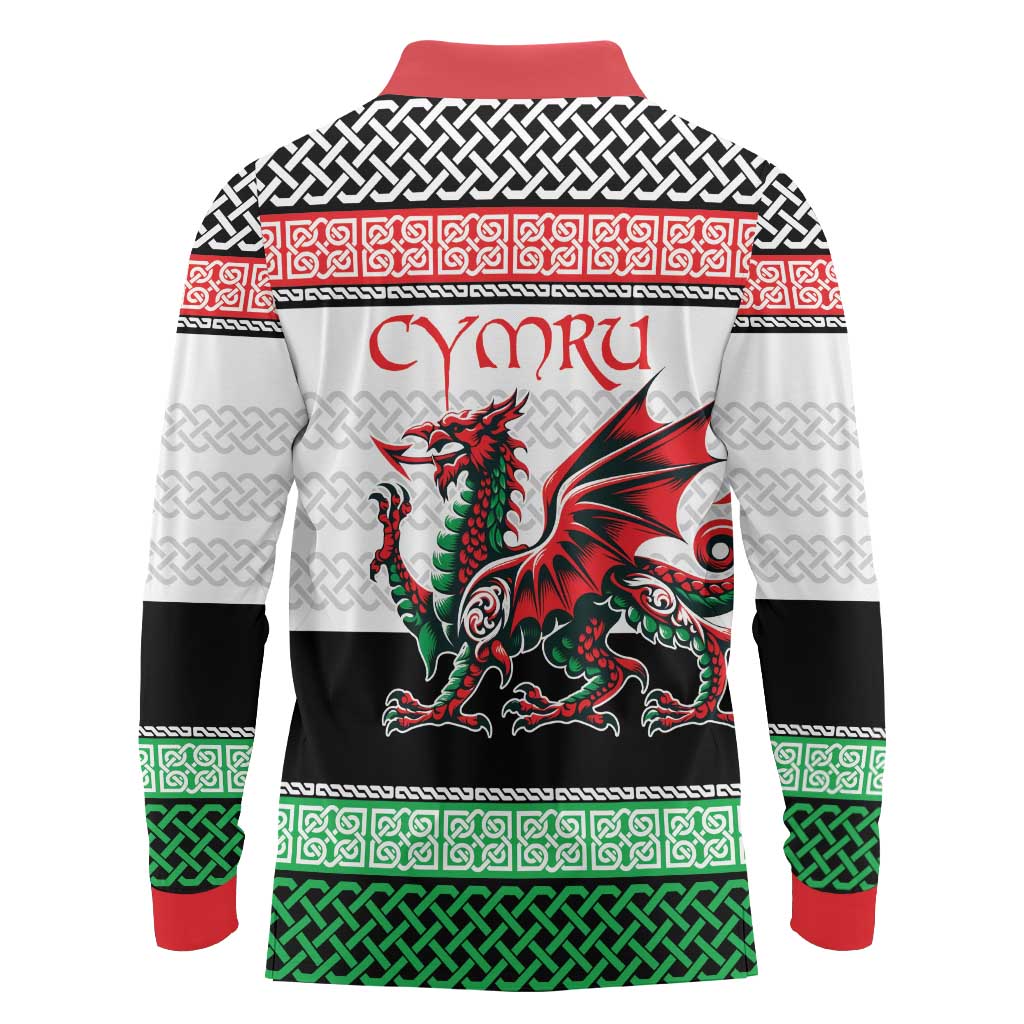 Cymru Celtic Wales Knot Long Sleeve Polo Shirt Celtic Nation Heritage Pride - Wonder Print Shop