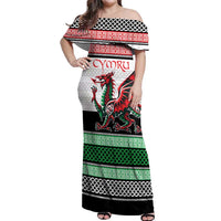 Cymru Celtic Wales Knot Off Shoulder Maxi Dress Celtic Nation Heritage Pride - Wonder Print Shop