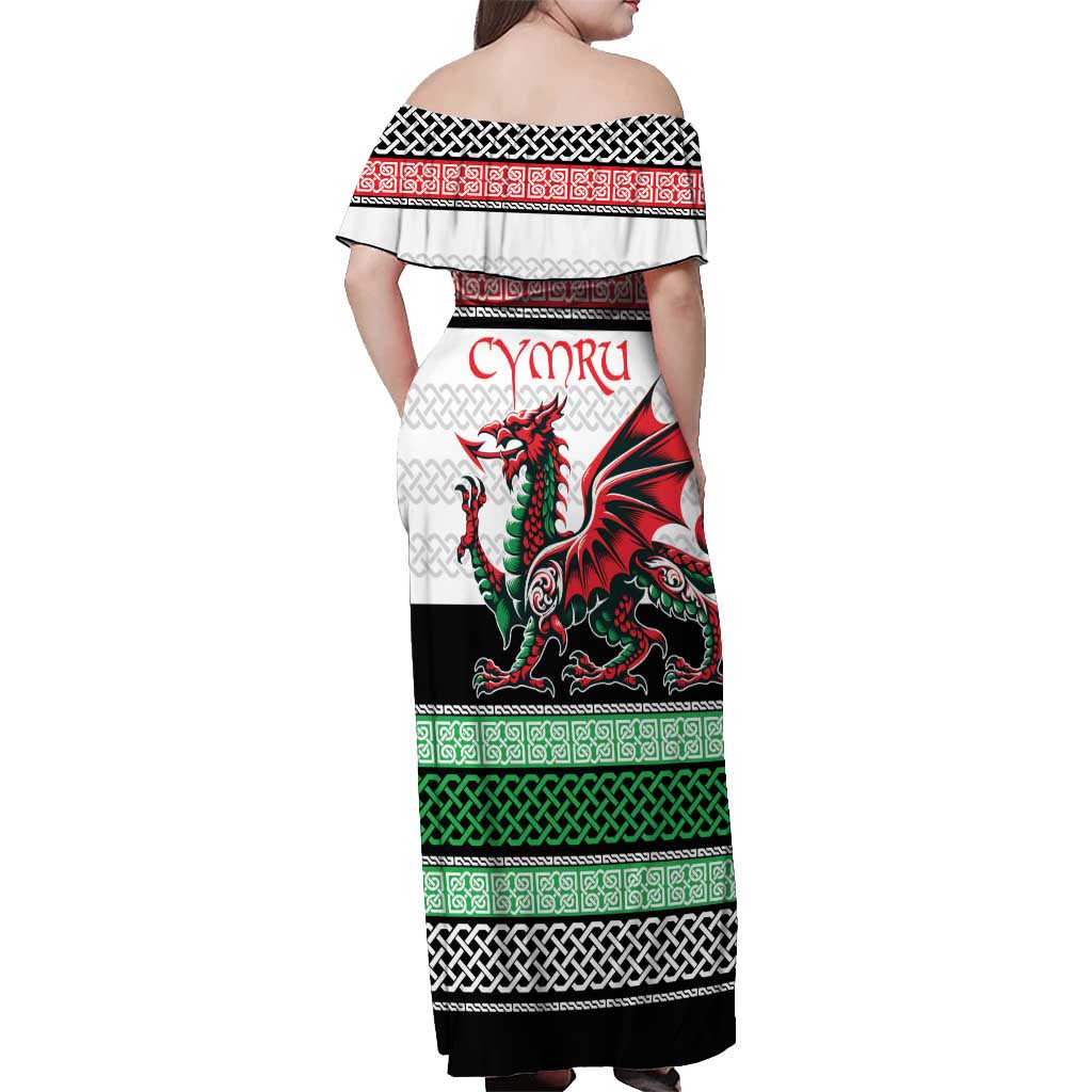 Cymru Celtic Wales Knot Off Shoulder Maxi Dress Celtic Nation Heritage Pride - Wonder Print Shop