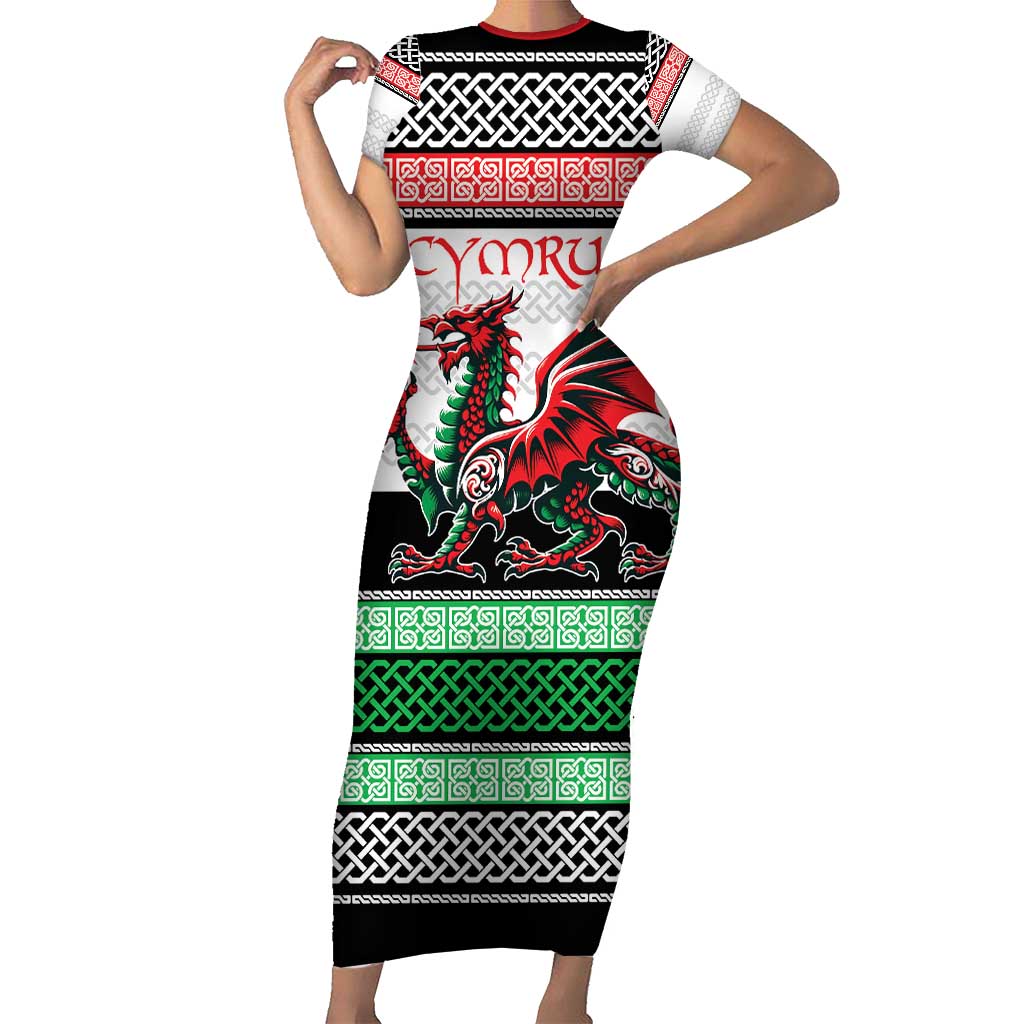 Cymru Celtic Wales Knot Short Sleeve Bodycon Dress Celtic Nation Heritage Pride - Wonder Print Shop