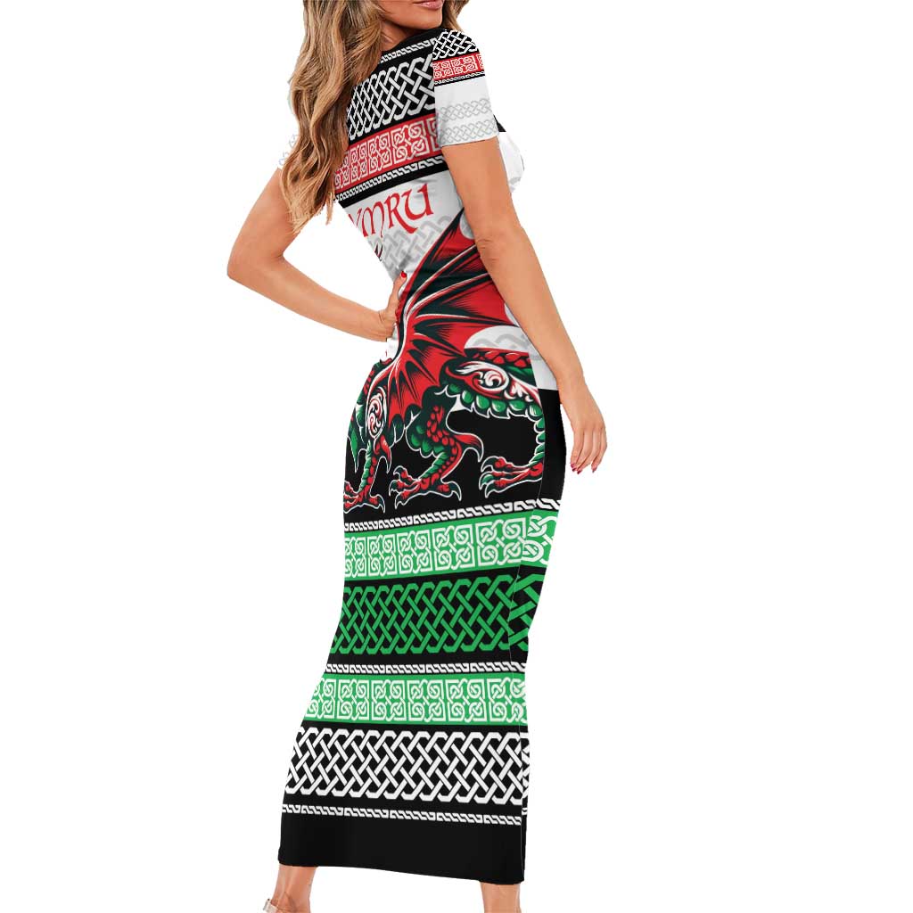 Cymru Celtic Wales Knot Short Sleeve Bodycon Dress Celtic Nation Heritage Pride - Wonder Print Shop
