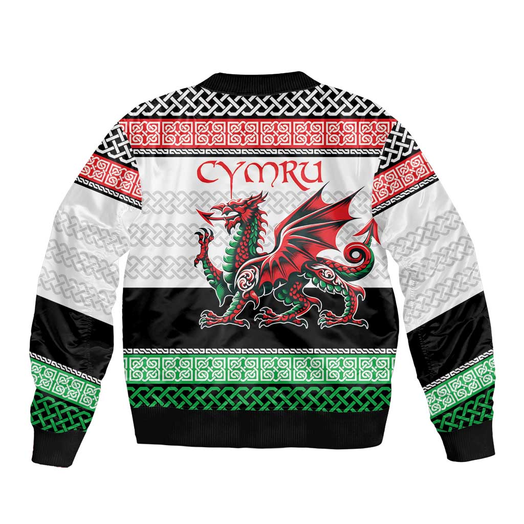 Cymru Celtic Wales Knot Sleeve Zip Bomber Jacket Celtic Nation Heritage Pride - Wonder Print Shop