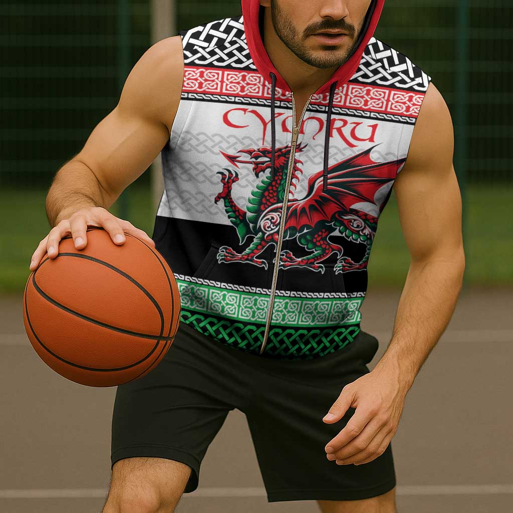 Cymru Celtic Wales Knot Sleeveless Zip Hoodie Celtic Nation Heritage Pride - Wonder Print Shop