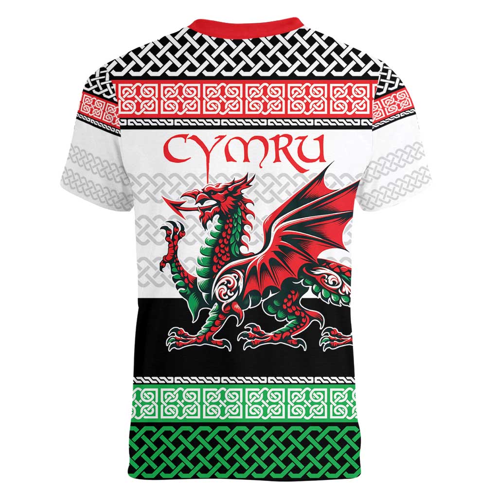 Cymru Celtic Wales Knot Women V-Neck T-Shirt Celtic Nation Heritage Pride - Wonder Print Shop