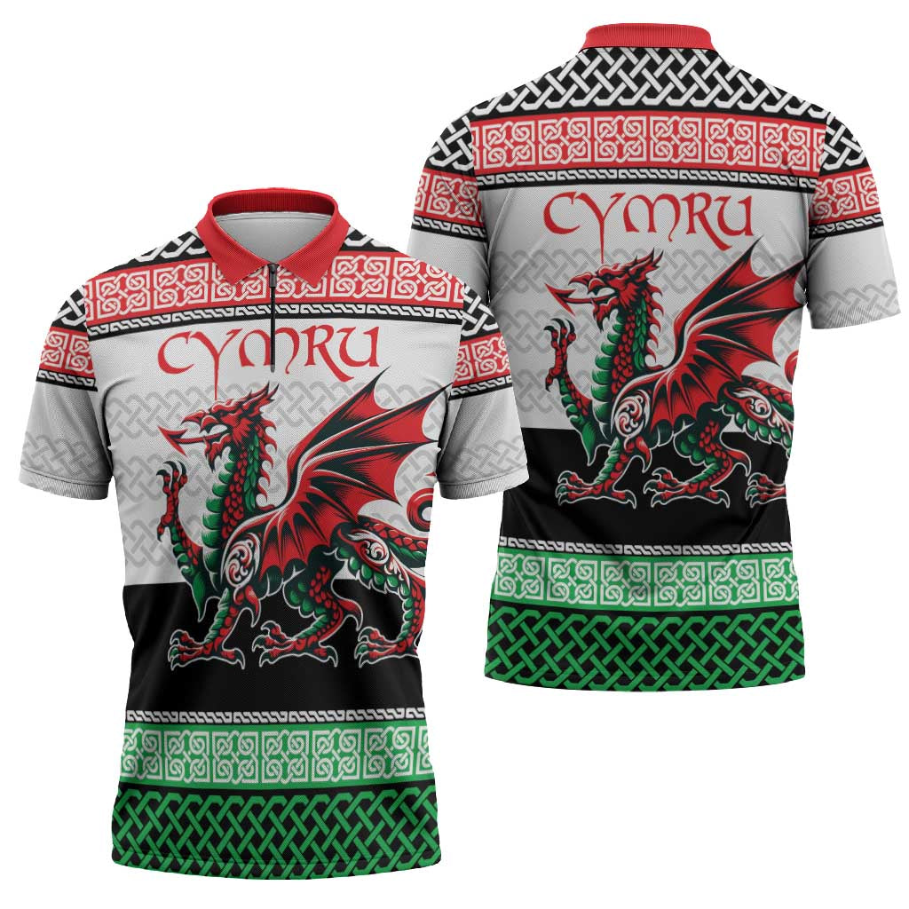 Cymru Celtic Wales Knot Zipper Polo Shirt Celtic Nation Heritage Pride - Wonder Print Shop