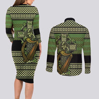 Ireland Celtic Knot Couples Matching Long Sleeve Bodycon Dress and Long Sleeve Button Shirt Celtic Nation Heritage Pride - Wonder Print Shop