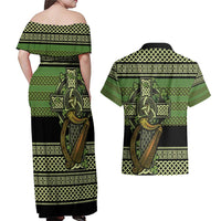 Ireland Celtic Knot Couples Matching Off Shoulder Maxi Dress and Hawaiian Shirt Celtic Nation Heritage Pride - Wonder Print Shop