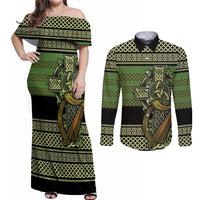 Ireland Celtic Knot Couples Matching Off Shoulder Maxi Dress and Long Sleeve Button Shirt Celtic Nation Heritage Pride - Wonder Print Shop
