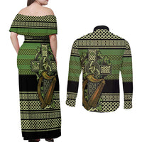 Ireland Celtic Knot Couples Matching Off Shoulder Maxi Dress and Long Sleeve Button Shirt Celtic Nation Heritage Pride - Wonder Print Shop