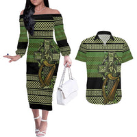 Ireland Celtic Knot Couples Matching Off The Shoulder Long Sleeve Dress and Hawaiian Shirt Celtic Nation Heritage Pride - Wonder Print Shop