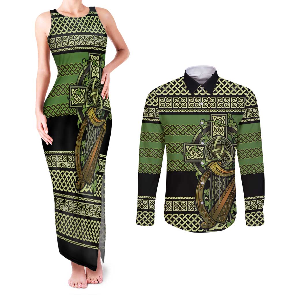 Ireland Celtic Knot Couples Matching Tank Maxi Dress and Long Sleeve Button Shirt Celtic Nation Heritage Pride - Wonder Print Shop