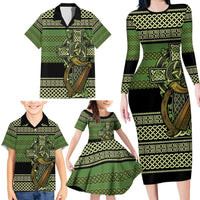 Ireland Celtic Knot Family Matching Long Sleeve Bodycon Dress and Hawaiian Shirt Celtic Nation Heritage Pride - Wonder Print Shop