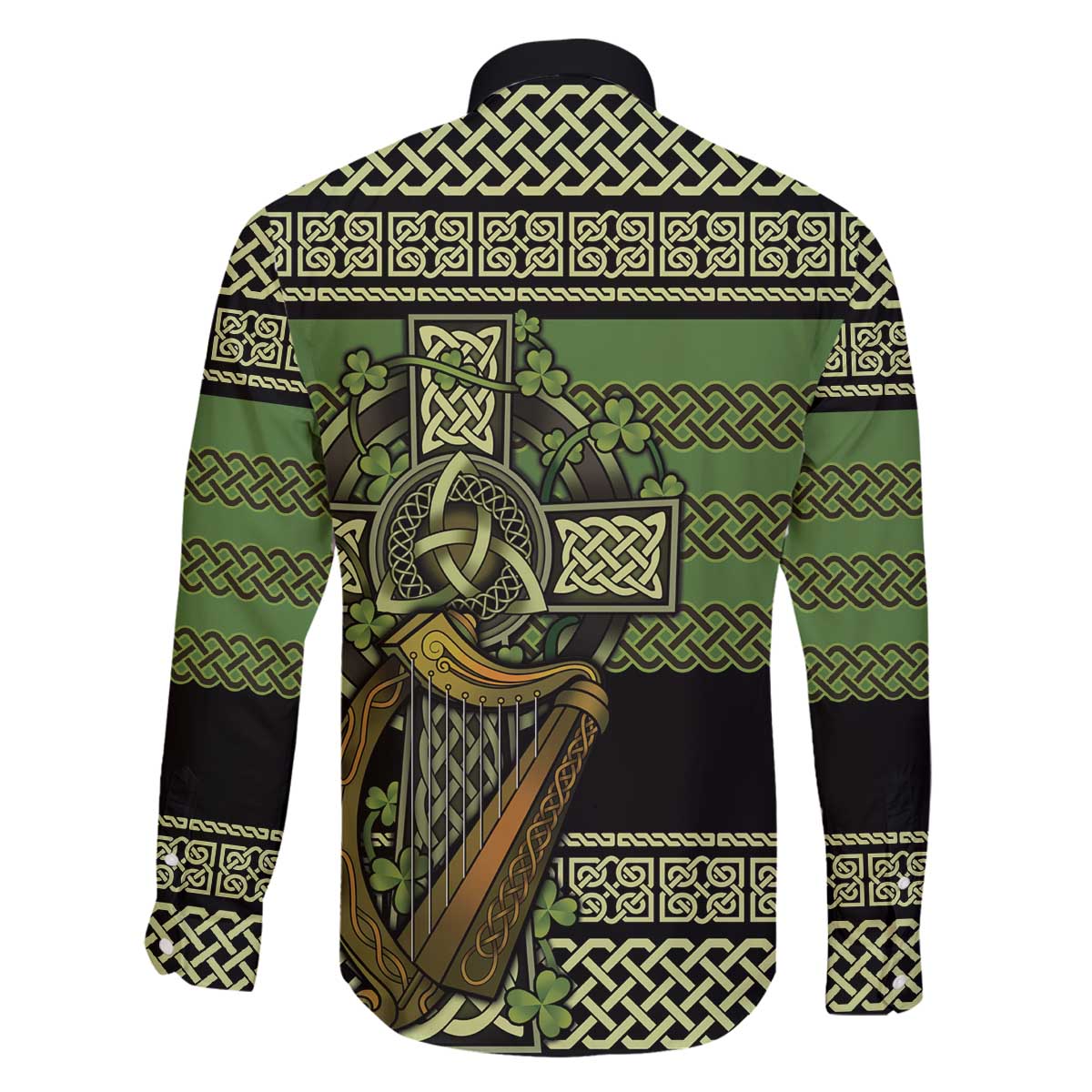 Ireland Celtic Knot Family Matching Off The Shoulder Long Sleeve Dress and Hawaiian Shirt Celtic Nation Heritage Pride - Wonder Print Shop