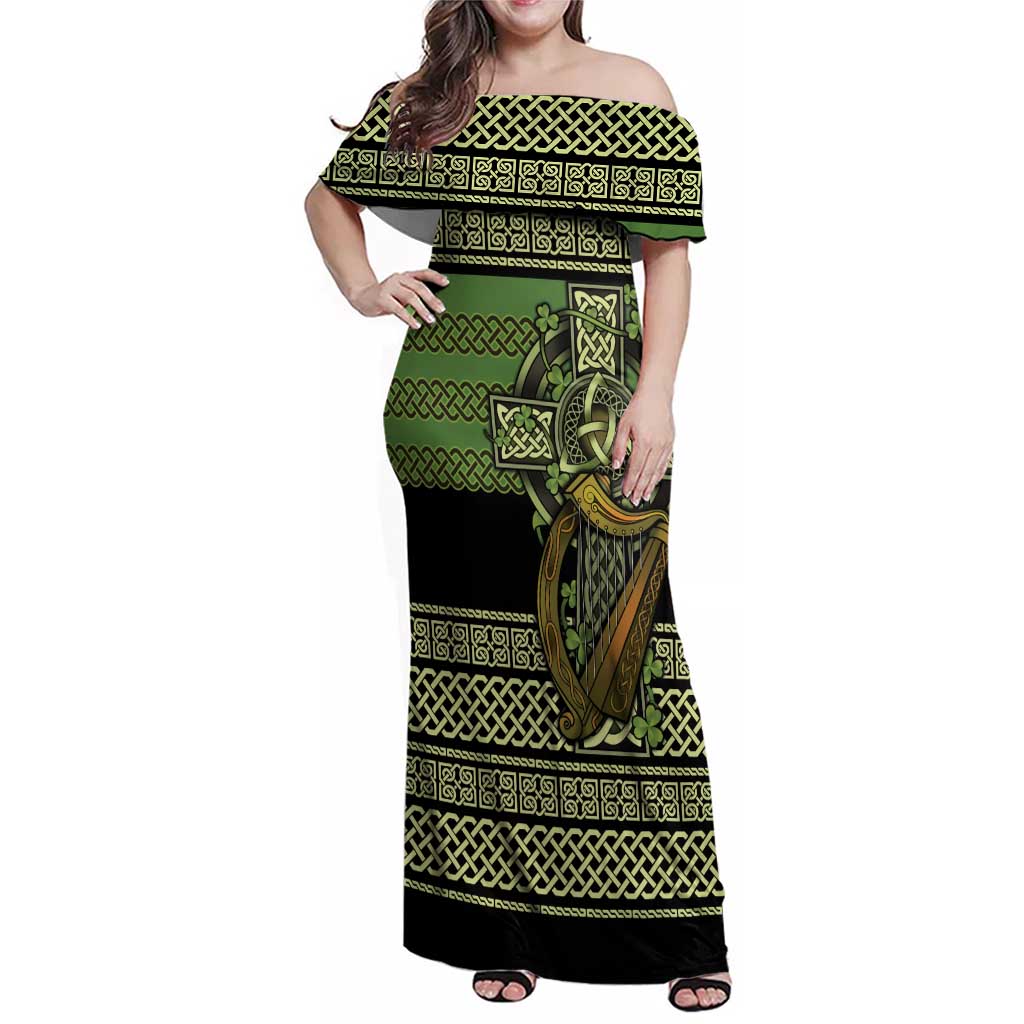 Ireland Celtic Knot Family Matching Off Shoulder Maxi Dress and Hawaiian Shirt Celtic Nation Heritage Pride - Wonder Print Shop