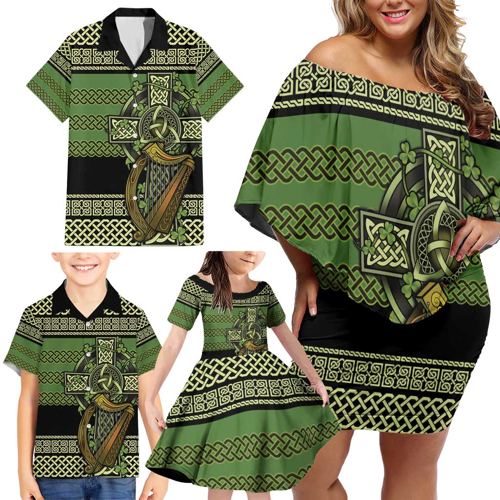 Ireland Celtic Knot Family Matching Off Shoulder Short Dress and Hawaiian Shirt Celtic Nation Heritage Pride - Wonder Print Shop
