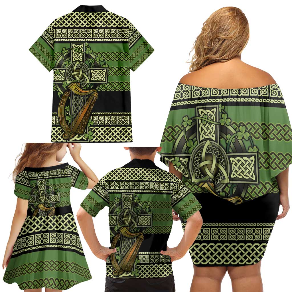 Ireland Celtic Knot Family Matching Off Shoulder Short Dress and Hawaiian Shirt Celtic Nation Heritage Pride - Wonder Print Shop