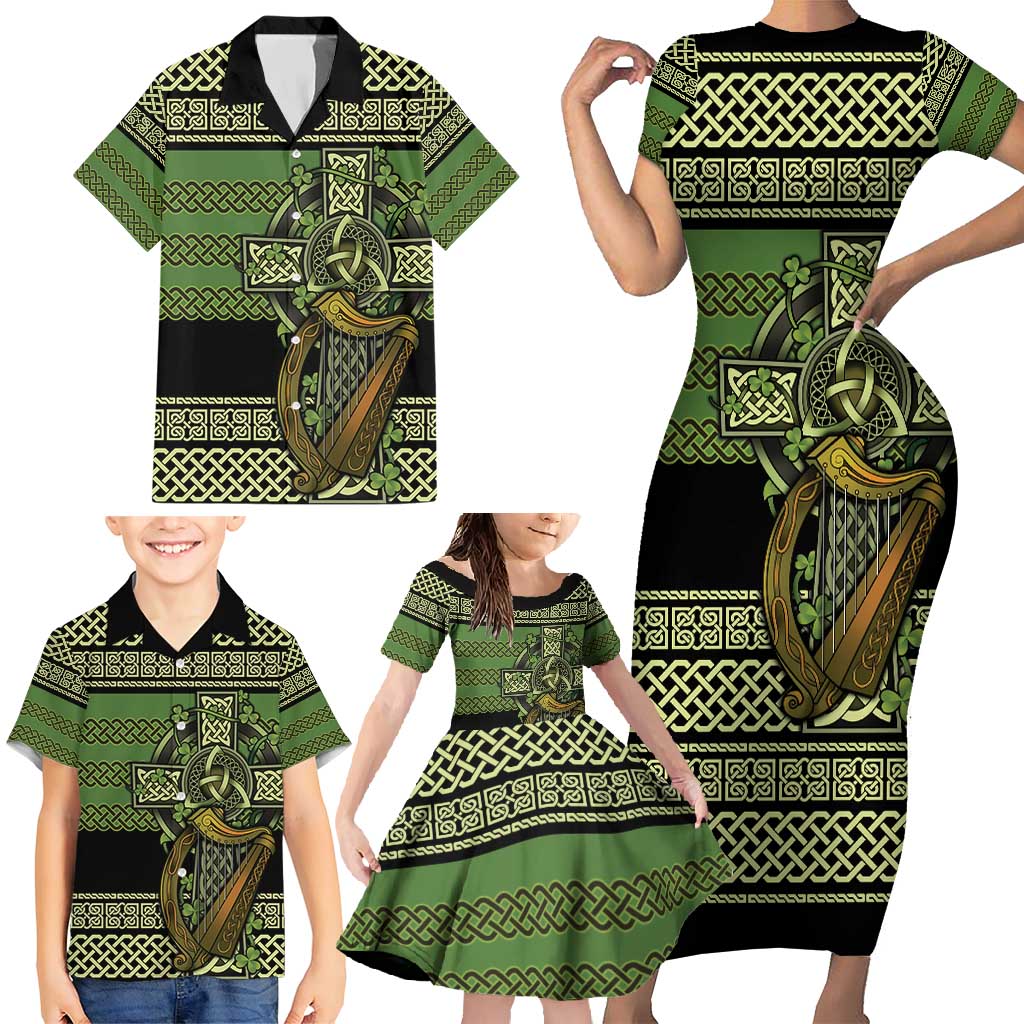 Ireland Celtic Knot Family Matching Short Sleeve Bodycon Dress and Hawaiian Shirt Celtic Nation Heritage Pride - Wonder Print Shop