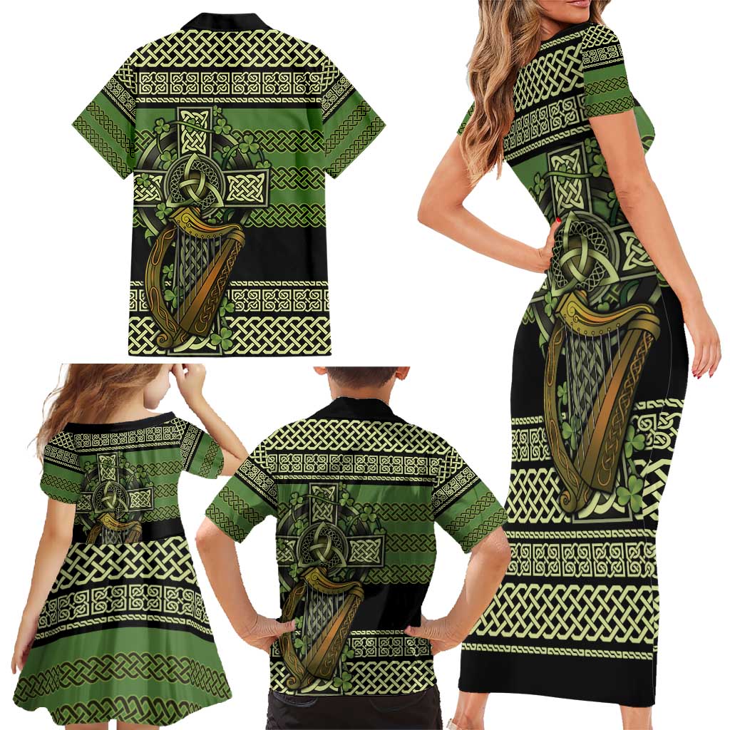 Ireland Celtic Knot Family Matching Short Sleeve Bodycon Dress and Hawaiian Shirt Celtic Nation Heritage Pride - Wonder Print Shop