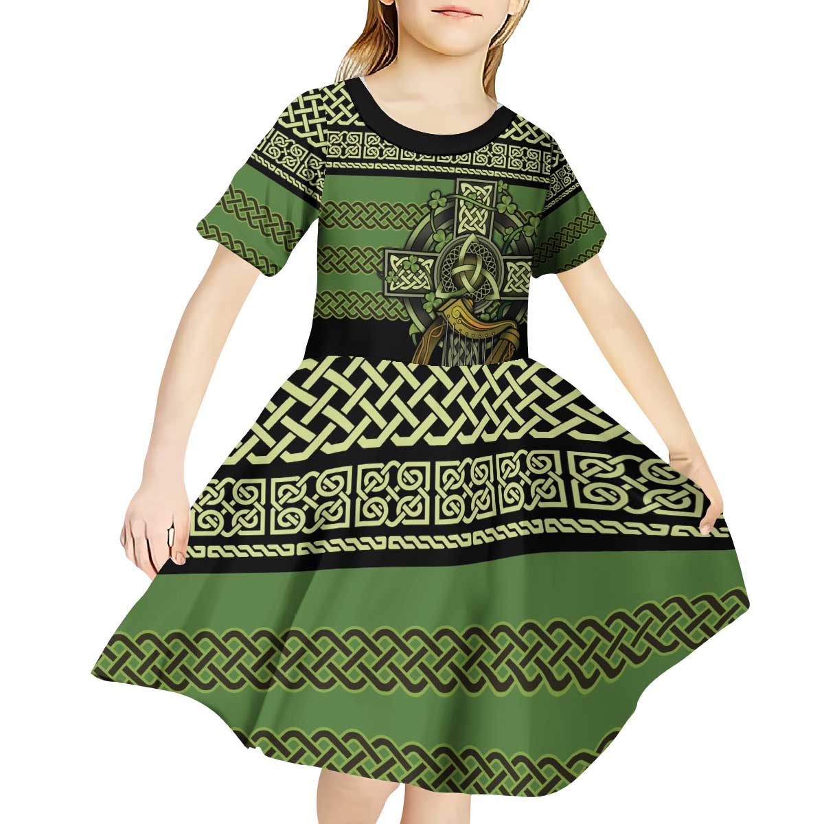 Ireland Celtic Knot Kid Short Sleeve Dress Celtic Nation Heritage Pride - Wonder Print Shop