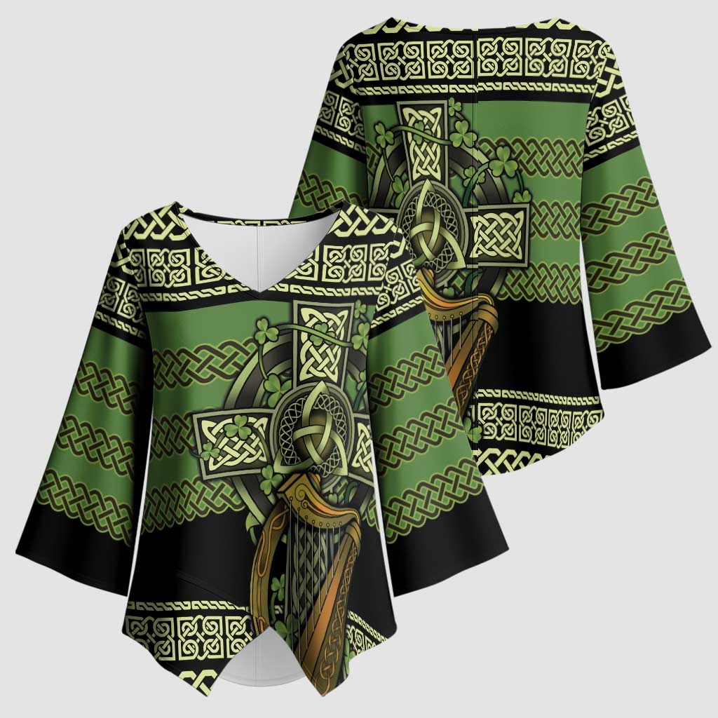 Ireland Celtic Knot Kimono Sleeve Blouse Celtic Nation Heritage Pride - Wonder Print Shop