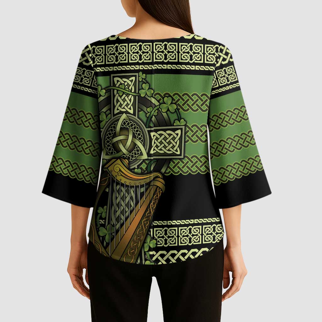 Ireland Celtic Knot Kimono Sleeve Blouse Celtic Nation Heritage Pride - Wonder Print Shop