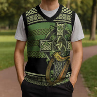 Ireland Celtic Knot Christmas Knitted V-Neck Vest Celtic Nation Heritage Pride - Wonder Print Shop