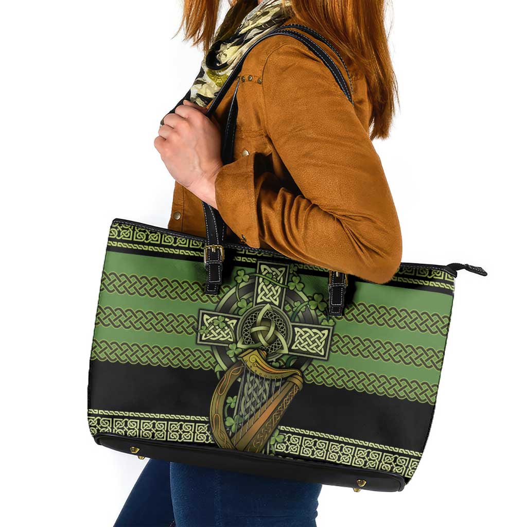 Ireland Celtic Knot Leather Tote Bag Celtic Nation Heritage Pride - Wonder Print Shop