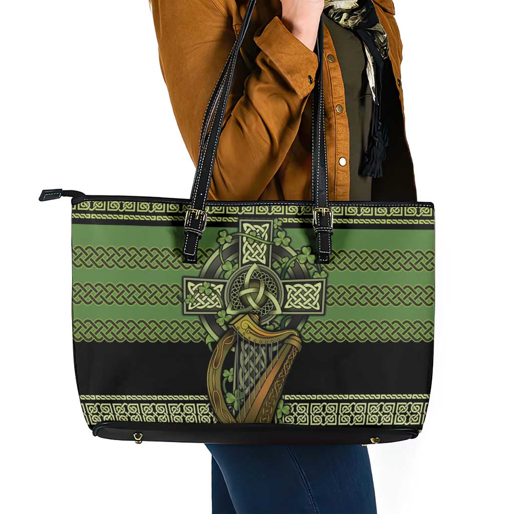 Ireland Celtic Knot Leather Tote Bag Celtic Nation Heritage Pride - Wonder Print Shop