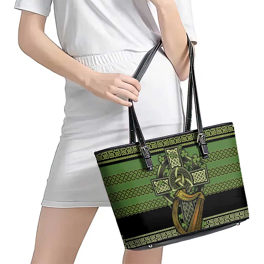 Ireland Celtic Knot Leather Tote Bag Celtic Nation Heritage Pride - Wonder Print Shop