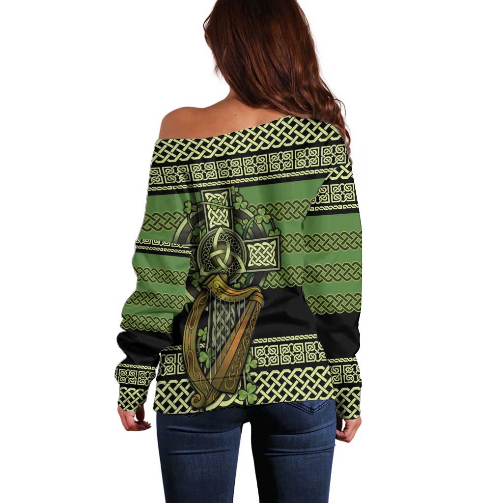 Ireland Celtic Knot Off Shoulder Sweater Celtic Nation Heritage Pride - Wonder Print Shop