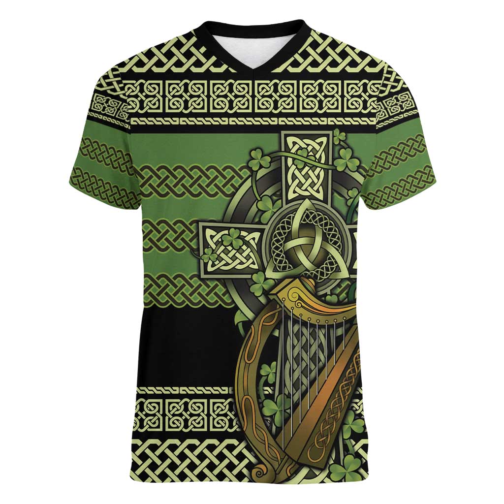 Ireland Celtic Knot Women V-Neck T-Shirt Celtic Nation Heritage Pride - Wonder Print Shop
