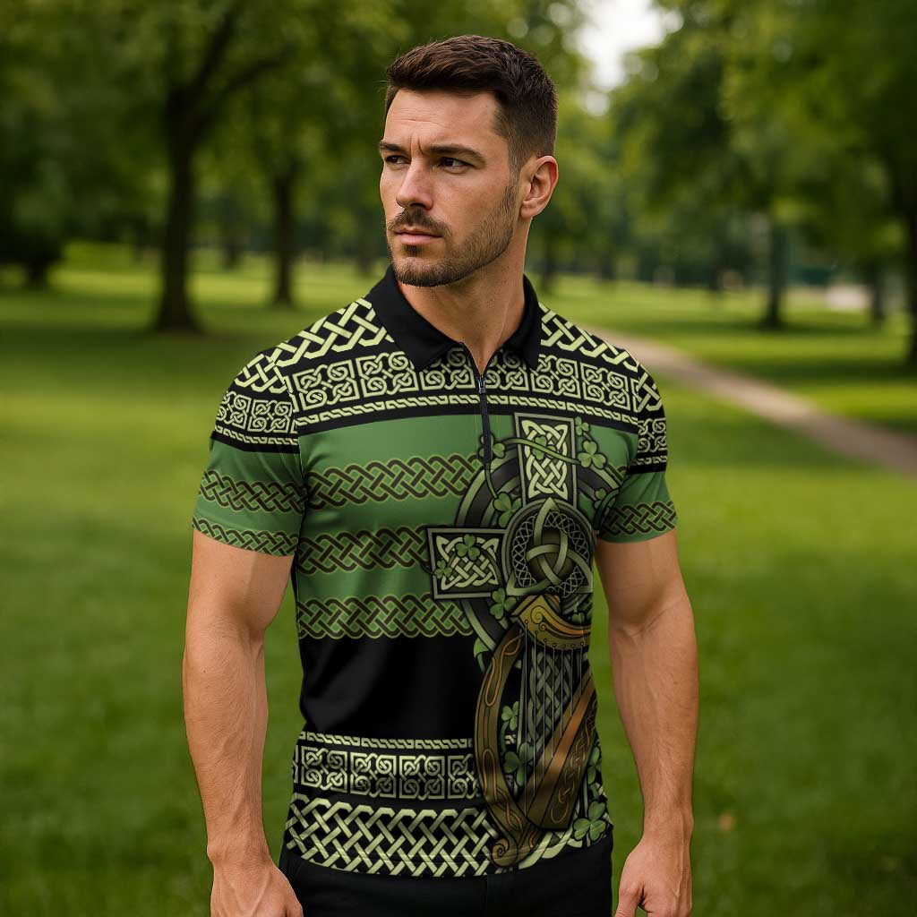 Ireland Celtic Knot Zipper Polo Shirt Celtic Nation Heritage Pride - Wonder Print Shop