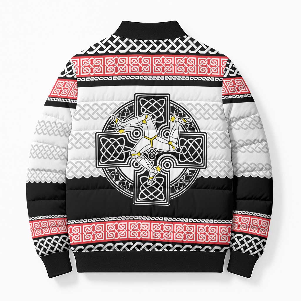Isle of Man Celtic Knot Bomber Puffer Jacket Celtic Nation Heritage Pride - Wonder Print Shop