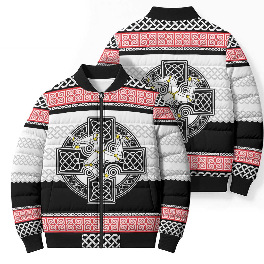 Isle of Man Celtic Knot Bomber Puffer Jacket Celtic Nation Heritage Pride - Wonder Print Shop