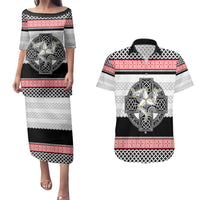 Isle of Man Celtic Knot Couples Matching Puletasi and Hawaiian Shirt Celtic Nation Heritage Pride - Wonder Print Shop