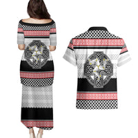 Isle of Man Celtic Knot Couples Matching Puletasi and Hawaiian Shirt Celtic Nation Heritage Pride - Wonder Print Shop