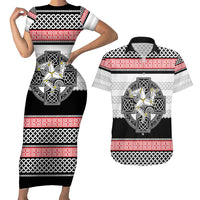 Isle of Man Celtic Knot Couples Matching Short Sleeve Bodycon Dress and Hawaiian Shirt Celtic Nation Heritage Pride - Wonder Print Shop